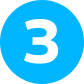 A white number 3 is centered on a bright blue circular background.