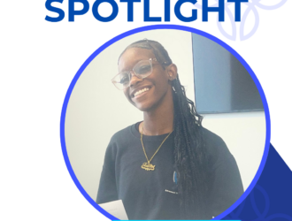 A smiling student from United Charter High School AMS III, Faith Fortune, is featured in an "Intern Spotlight" poster for United Charter High Schools, highlighting her as a senior in Advanced Math & Science III.