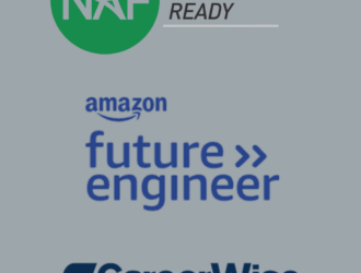 Graphic image of logos of partners with United Charter High Schools AMS IV.