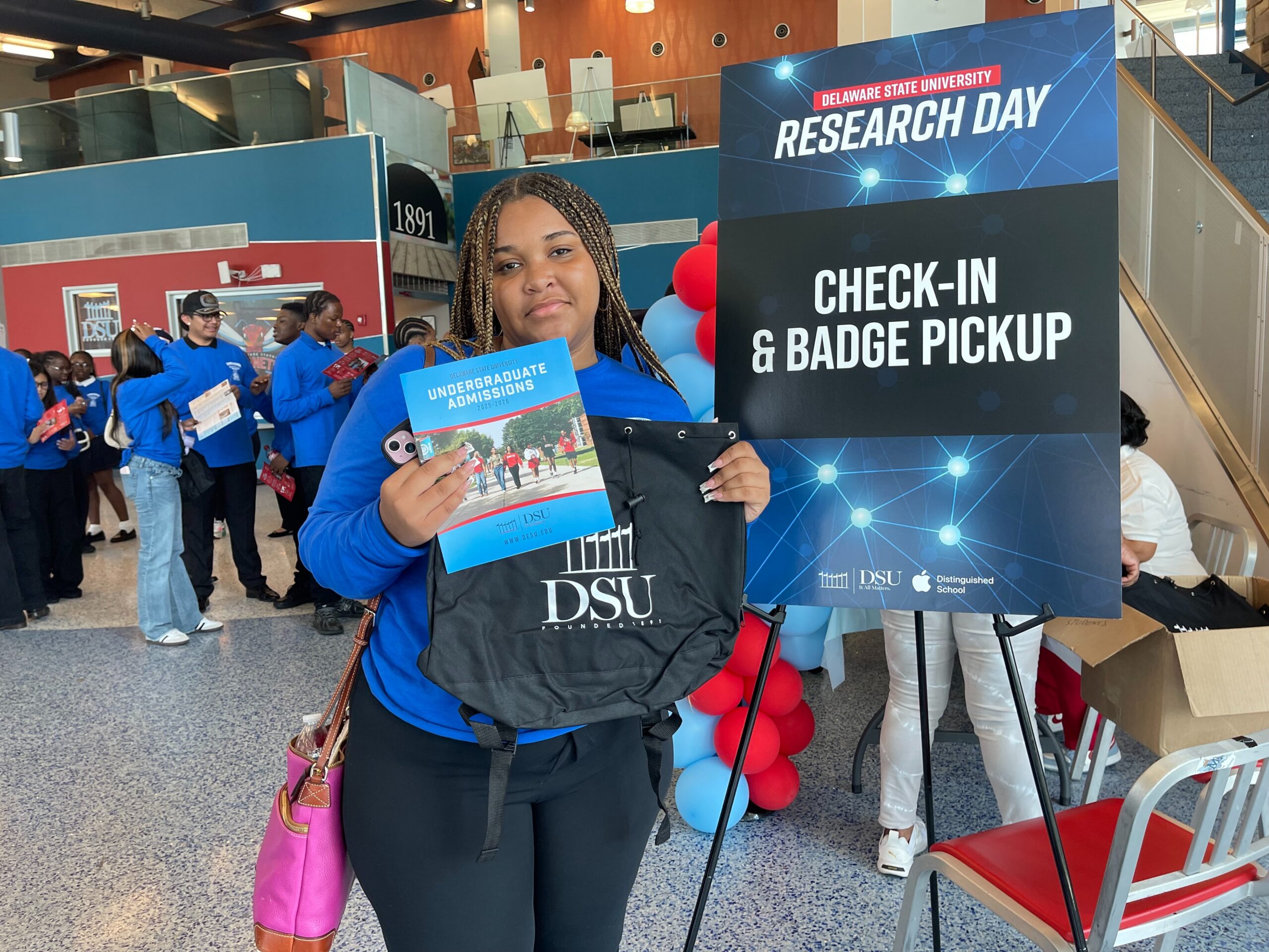 UCHS scholars checking in at Delaware State University during the HBCU Tour